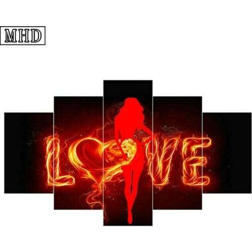 5 spell painting love fire icon 16 style diamond painting living room decoration full square drill diamond embroidery wall stick