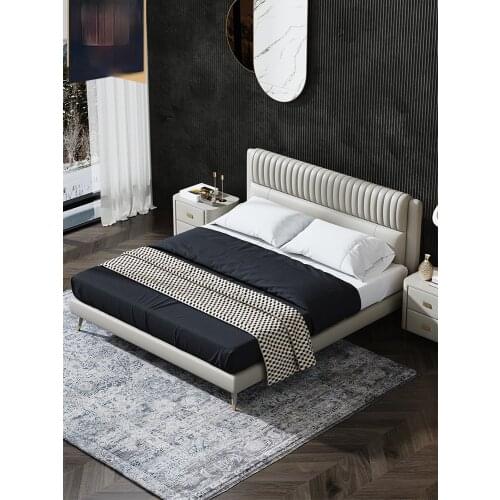 Nordic Light luxury leather bed 1.8m simple modern small family primary and secondary bedroom leather bed wedding bed