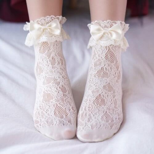 Socks lolita lolita Lace Japanese Bow Mid-Barrel Leggings Socks