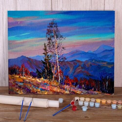 Landscape Autumn Evening Painting By Numbers Set Oil Paints 50*70 Canvas Pictures Paintings For Adults Wholesale Art