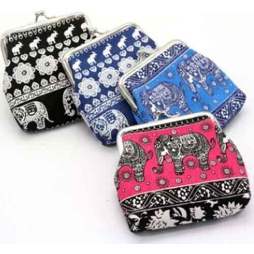 Coin Purse Wallet Clutch Bag For Women Girl Print Cute Animal Elephant Floral Canvas Women Lady Square Hasp Casual 12 Forte