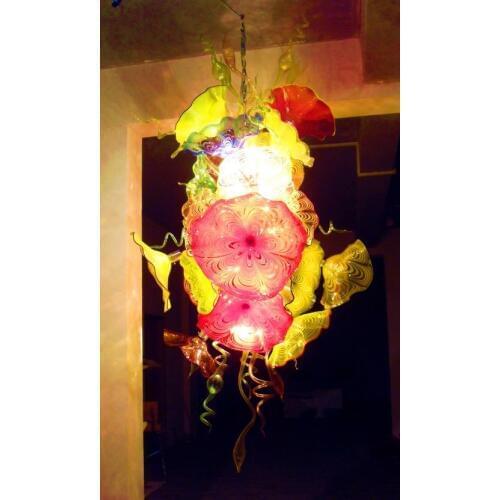 Luxury Hand Blown Murano Glass Chandelier Flower Shape LED Light Source Indoor Art Decoration Lighting