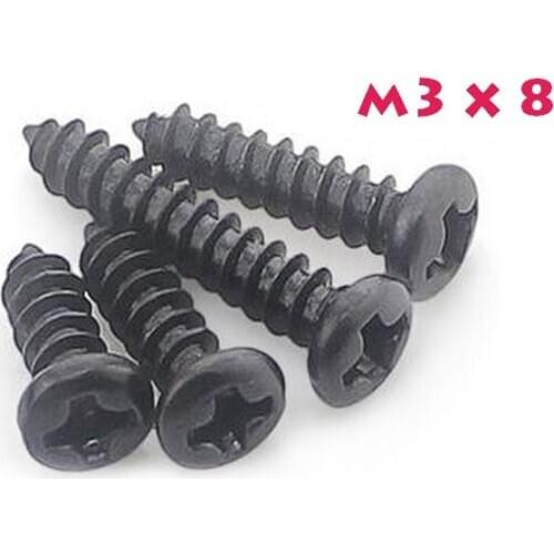 2000PCS M3*8 M3X8 BK Carbon Steel Philips Cross Head Screw Self Tapping Round Head Screw Electronic Screws
