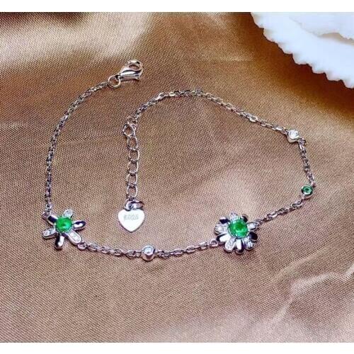 Shilovem 925 sterling silver real green Emerald Bracelets fine Jewelry women trendy wedding plant wholesale gift ml33440099agml