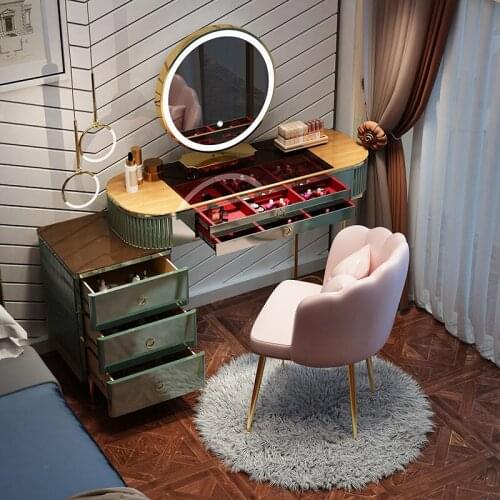 Light Luxury Small Family of Contemporary Contracted Glass Dresser for Bedroom Table Self-contained Home Furniture Makeup Table