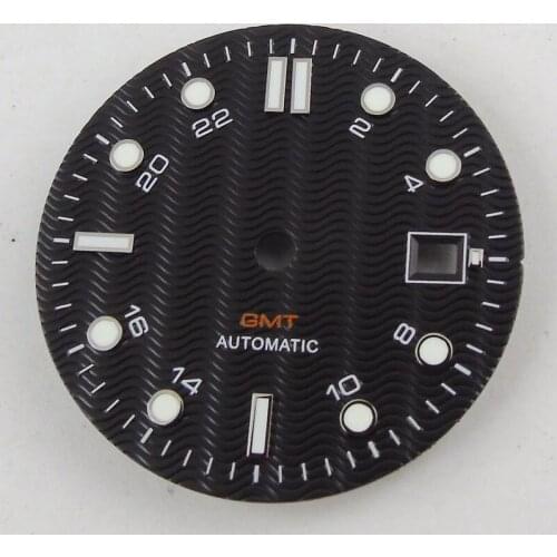 High quality Brand 31mm black Watch Dial Plate with Date Window Fit GMT MINGZHU Automatic Movement