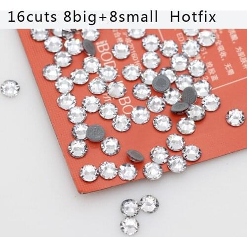 Quanlity 16 Facets SS20 ss16 SS30 crystal clear Iron-on Hotfix Crystal Rhinestones For Clothes Glitter Strass for Motif Designs