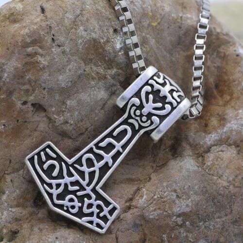 Youe shone Mens Alloy Thors Viking Hammer Mjolnir Pendant Necklace With 24 Inch Chain