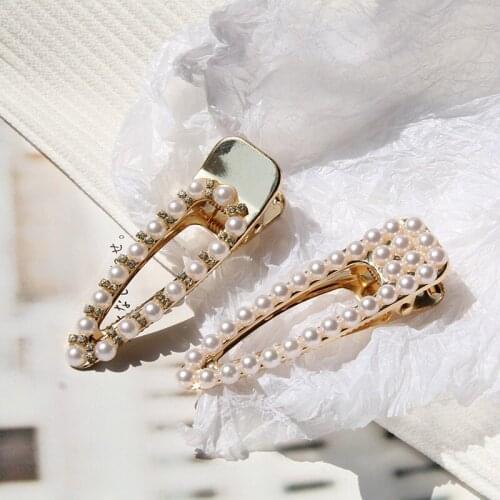 New Fashion Simple INS Style Cute Geometric Love Pearl Ladies Hairpin Student Office Accessories Travel Prom Jewelry