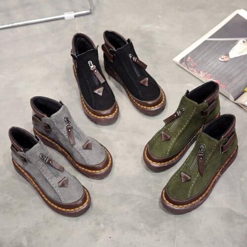 2021 Plus Size 43 Women Boots Platform Quality Flats Boots Light Short Ankle Booties Green Casual Autumn Warm Fashion Prom Shoes