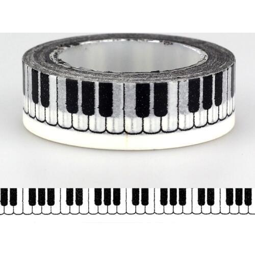 15mm *10m 1pc Kawaii Black & White Piano keys Patterned Washi Tape,Adhesives Tape Scrapbooking Supplies Craft & Hobby Supplies