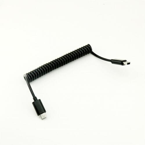 1pcs Micro USB B 5Pin Male To Mini USB B 5 Pin Male Spiral Coiled Adapter Cable 3FT