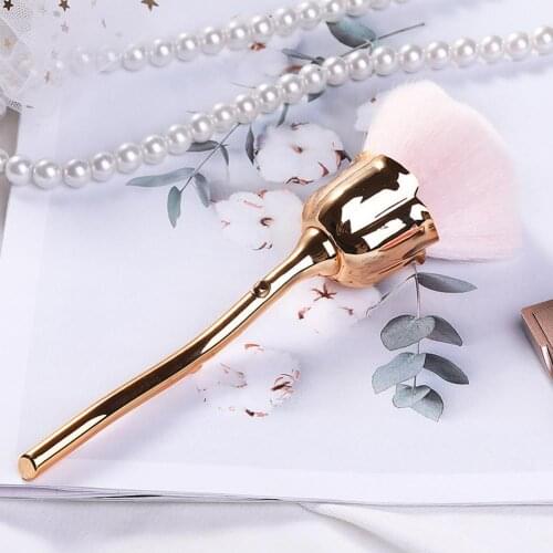 1 Pc Nail Art Brush Soft Clean Dust Powder Pink Rose Flower Shape Blush Foundation Powder Make Up Brushes Women Cosmetics Tool