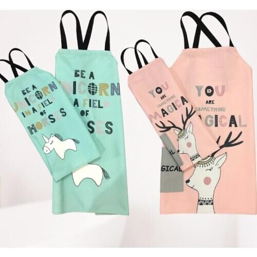 1Pcs Kitchen Aprons for Parents and children Linen Bibs Household Cleaning Pinafore Anti-fouling waterproof and oil-proof apron