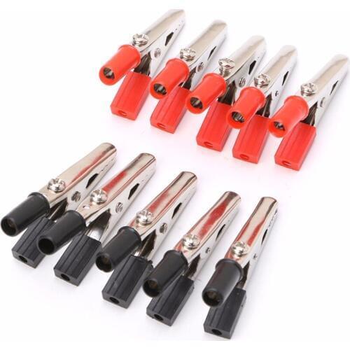 10Pcs Insulated Crocodile Clips Plastic Handle Cable Lead Testing Alligator Clamps 52mm