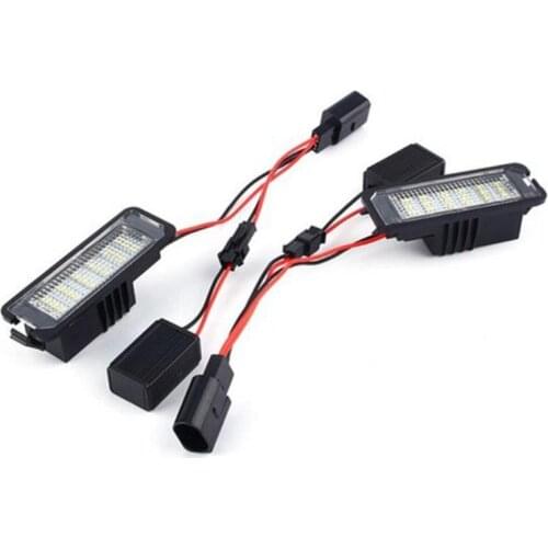 2Pcs Car License Plate Lights Exterior Accessories 12V LED Number License Plate Light Lamps for VW GOLF 4 5 6 7 Polo 6R