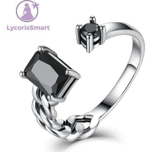 2018 Jewelry Anillos Rings Lycorissmart High Quality Aquare And Braided Cuff Open Cubic Chain Ring Women Jewelry Gift