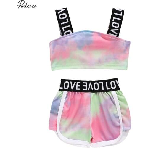 2020 Fashion 0-24M Infant Baby Girl Clothing LOVE Letter Print Sleeveless Crop Tops Vest+Shorts Colorful 2pcs Outfits Set