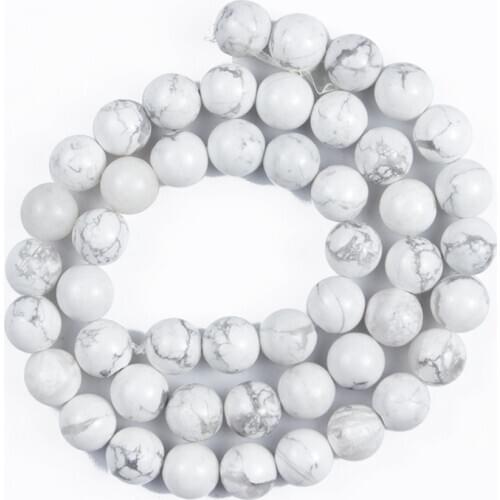 4/6/8/10/12mm Natural Marble Stone Beads Tai Song White Round Smooth Loose Beads for Jewelry Making DIY Bracelet Accessories