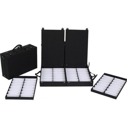 64pcs portable sunglass sales reps display storage compact-sized box eyeglass suitcase eyewear brief case sample carrying bag