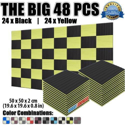 Arrowzoom 5 Color Combinations 19.6 x 19.6 x 0.8" Acoustic Panel 48 pcs Flat Wedge Tile Sound Studio Treatment Foam KK1035