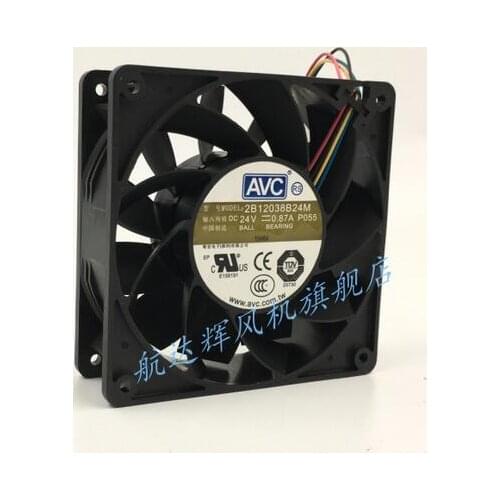 AVC 2B12038B24M 12038 24V 0.87A 4-wire server cabinet cooling fan
