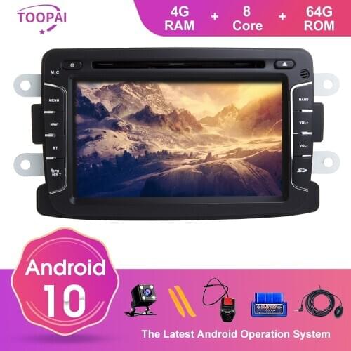 TOOPAI Android 10 For Renault Duster Dacia Logan Sandero Xray 2 GPS Navigation Multimedia Auto Radio Stereo DVD SWC
