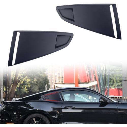 Beler Black Plastic 1Pair Car Window Quarter Rear Louver Side Vent Scoop Cover Fit For Ford Mustang 2015 2016 2017 2018