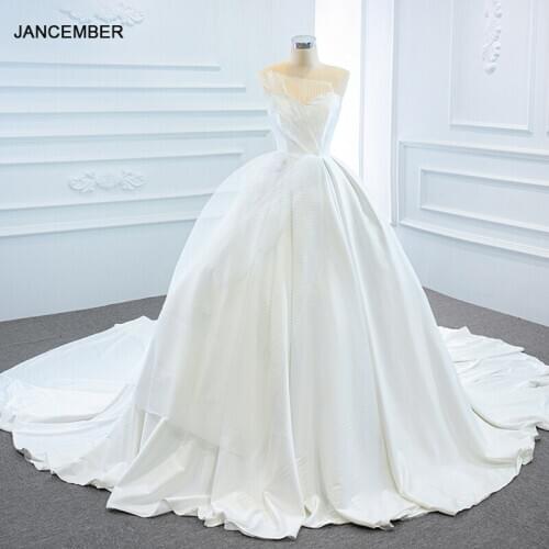 J67163 Jancember White Wedding Dresses 2020 Sweetheart Sleeveless Satin Wedding Gown Brides vestidos de novia белое платье 2020