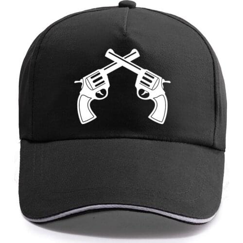 2020 New Summer Double Gun Shooting Pistol Print Cap Unisex Women Men Cotton Hat Snapback Hats Trucker Cap Sun-Hats