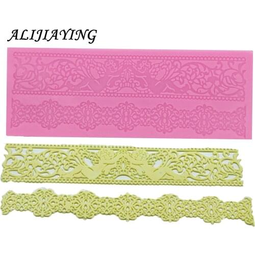 1Pcs Flower Lace Mold Cake Border Mould cake Decoration tools Fondant 3D Mold Food Grade Silicone Mould D0361