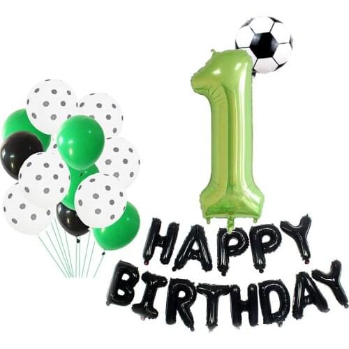 Football Birthday Party Decorations Kids Soccer Party Supplies 40inch Green Number ball Green Latex Balloons Kids Boy Gifts