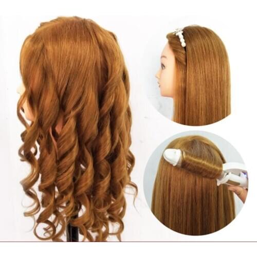 24'' 100% Real Human Hair Hairdressing Training Head For Hairstyles Hairdresser Dummy Doll Hair Curling Practice Mannequin Heads