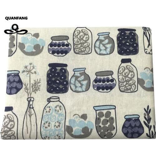 QUANFANG Printed Cotton Linen Fabric For Patchwork Quilting/Sofa Table /DIY SewingCloth/Furniture Cover Tissue/Cushion Material