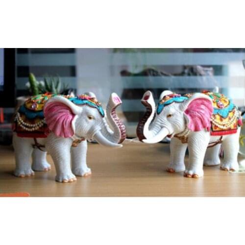 Ceramic Taiwan Cochin pottery jewelry elephant pose a pair Wedding gifts, living room decorations, housewarming