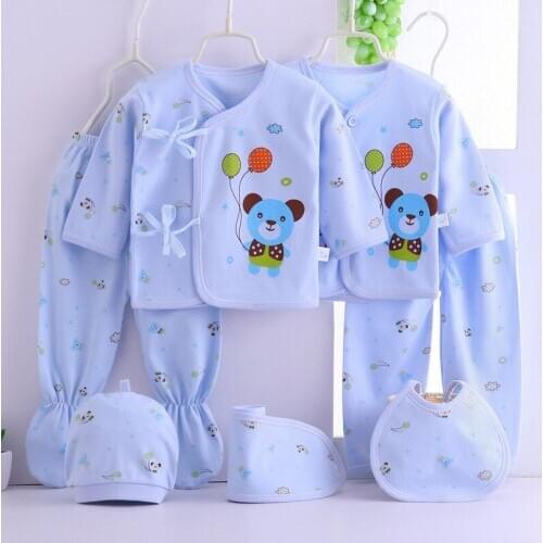 7pcs/set Cotton Newborn Baby Clothes Set Spring Summer Clothes Suit Cartoon Print Infant Full Month For 0 1 2 3 Months Underwear