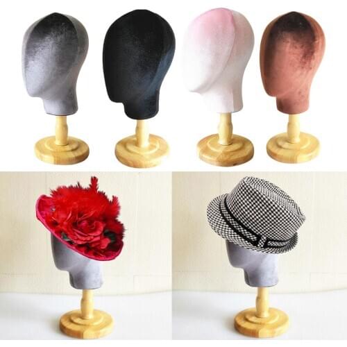 Sturdy Velvet Tabletop Wig Mannequin Hat Glasses Headband Toupee Hairpiece Display Manikin Stand Model