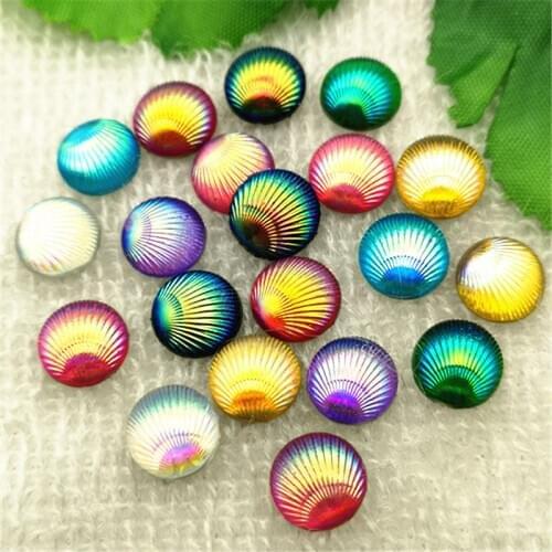 Hot 80PCS AB Resin 10mm Round shell Flatback rhinestone scrapbook wedding crafts