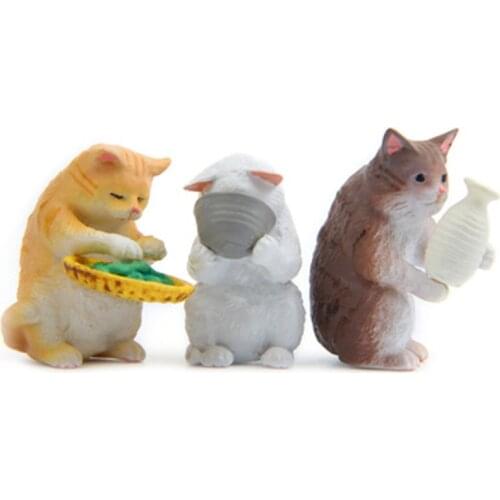 ZOCDOU 1 Piece Cute Cat Small Statue Little Figurine Crafts Figure Ornament Miniatures