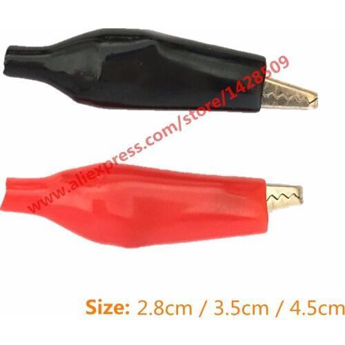 100 pcs Metal Alligator Clip Crocodile Electrical Clamp for Testing Probe Meter 2.8cm Black and Red with Plastic Boot