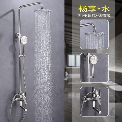 Rainfall Shower Sets Stainless Steel Shower Faucet Set Nickel Color Into Wall Mixer Tap Water Shower System