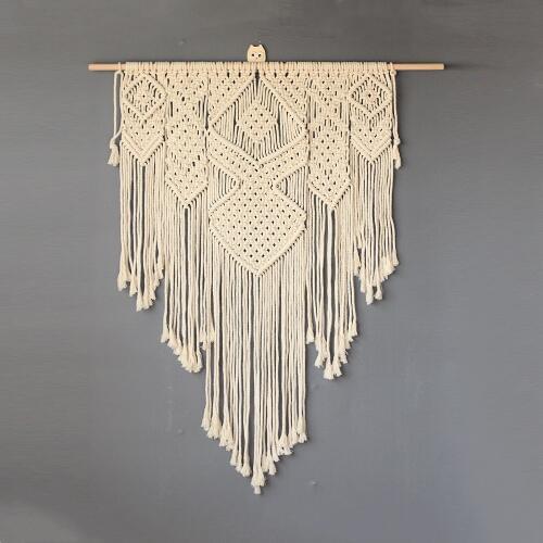 1pc Elegant Handicrafts Heart Macrame Wall Hanging Tapestry Bohemian Woven Tapestry Geometric Art Bedroom Living Room Decoration