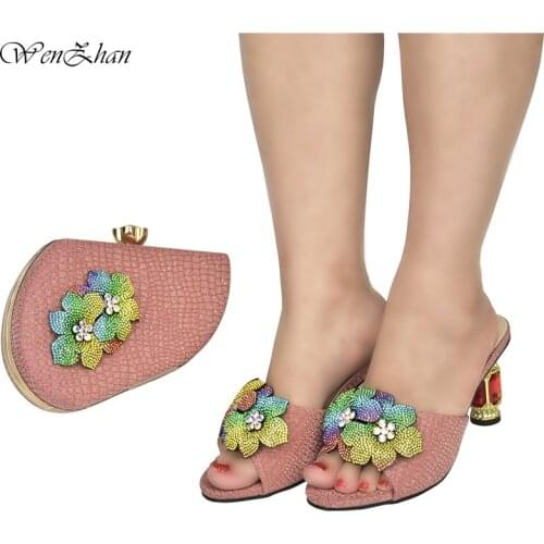 New Design Red Color Matching Shoes and Bag Set In Heels African Multi Pointed Toes Pumps for Party 37-43 d18-7