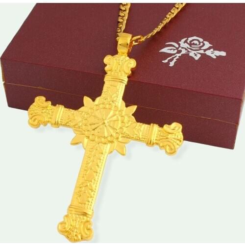 The New Cross Pendant gold color Pendant Necklace Fashion Jewelry For Men Women