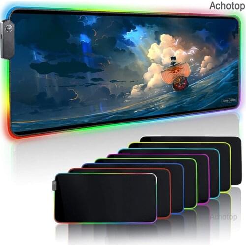 One piec Anime Mouse Pad Gamer Anime RGB Large Computer Desk Mousemat Led Backlight Keyboard Mat Gaming Accessories Mousepad XXL