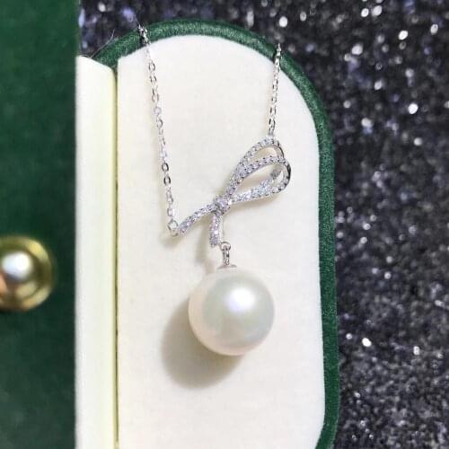 Bow Knot 925 Sterling Silver Necklace Findings Jewelry Base Settings Mountings Parts for Akoya Edison Pearls, Coral, Jade