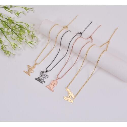 Duoying Custom Name Necklace Custom Picture Cartoon Necklace Personalized Cartoon Picture Necklaces Christmas Women Couple Gifts