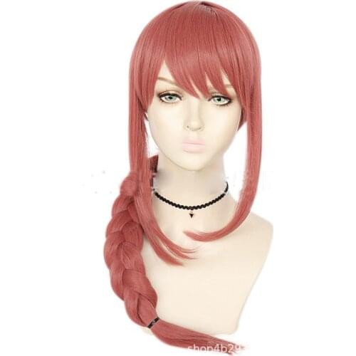 Anime Chainsaw Man Cosplay Wig Makima Wig Long Pink Braided Cosplay Hair Halloween Party Role Play Wigs Cosplay Costume