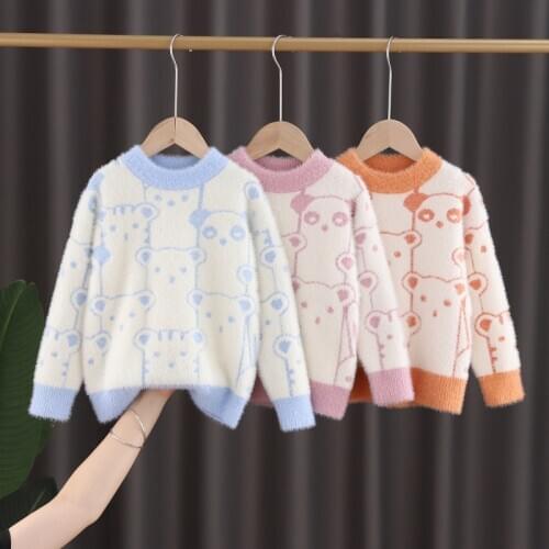 2020 Autumn Winter Baby Girls Sweaters Cartoon Animals Pullovers Kid Girl Sweater jumper 3 to 10 Years Child Clothes pull fille