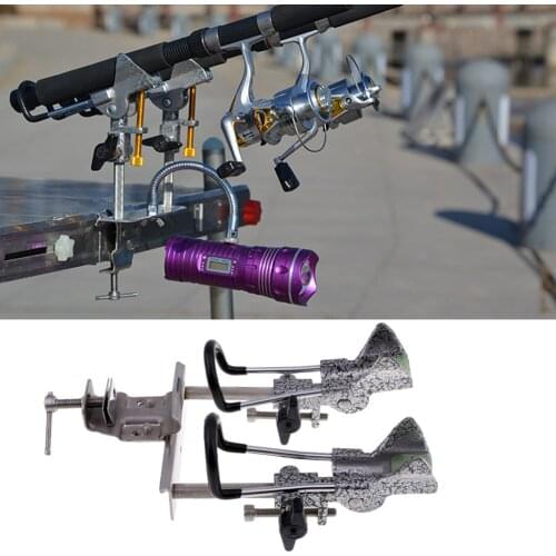 Adjustable Fishing Tackle Single/Double Rod Rack Clamp on Fishing Rod Holder